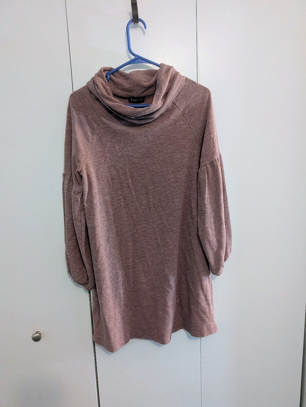 Very J Dusty Mauve Cowl Neck Tunic Sweater